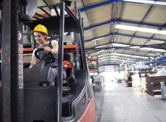 female forklift operator